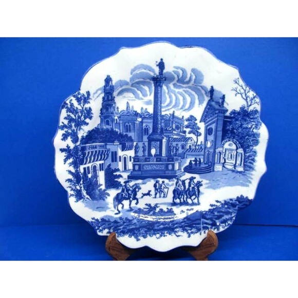 Victoria Ware Ironstone Blue Scenic Plate 12" - Picture 1 of 12